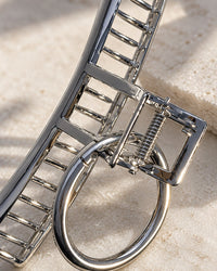 Close-up of the claw clip's teeth and spring hinge