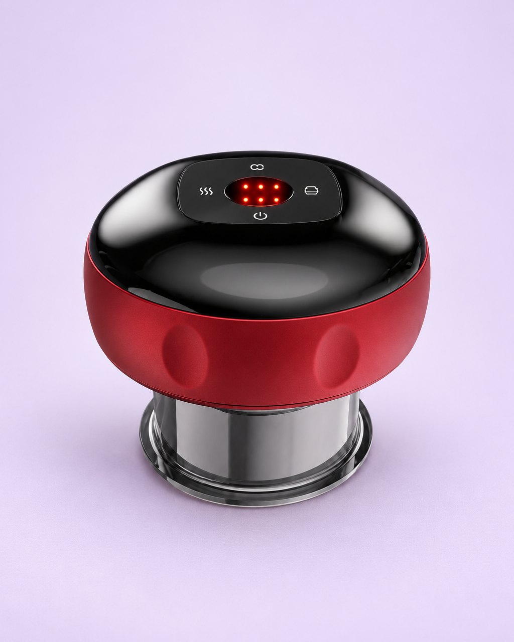 Red and black smart cupping massager with a clear cup